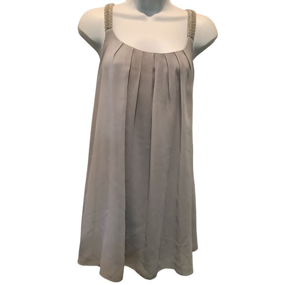 MANER PALE GRAY PLEATED FRONT BEADED STRAP ELEGANT TANK TOP 3X NWT - Picture 1 of 10